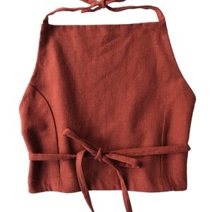 Zara Pink Halter Open Back String Top - Linen